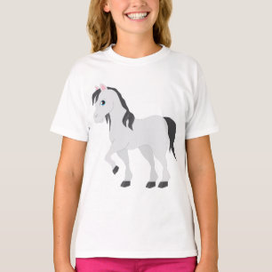 Cute Gray Pony Cartoon Whimsical Horse T-Shirt
