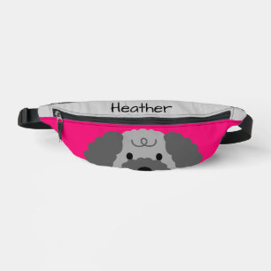 Cute Gray Poodle Hot Pink Kid's Fanny Pack