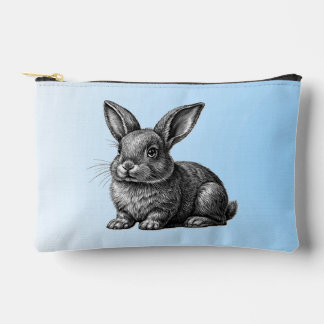 Cute Gray Rabbit against a Blue Sky Accessory Pouch