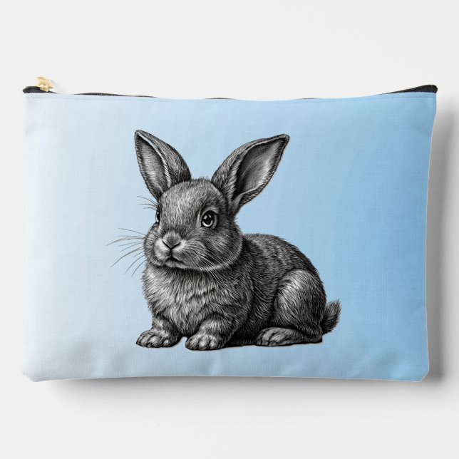 Cute Gray Rabbit against a Blue Sky Accessory Pouch (Front)