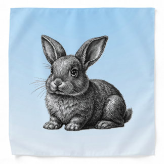 Cute Gray Rabbit against a Blue Sky Bandana