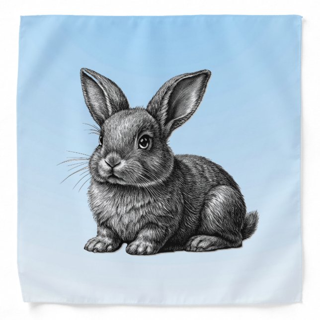 Cute Gray Rabbit against a Blue Sky Bandana (Front)