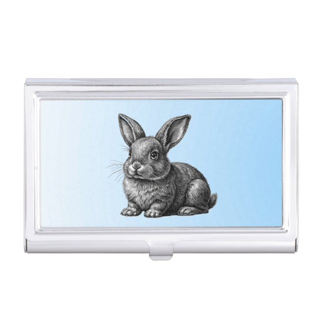 Cute Gray Rabbit against a Blue Sky Business Card Case (Front)