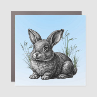 Cute Gray Rabbit against a Blue Sky Car Magnet
