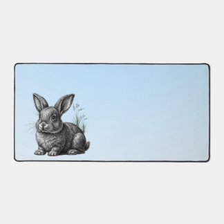Cute Gray Rabbit against a Blue Sky Desk Mat