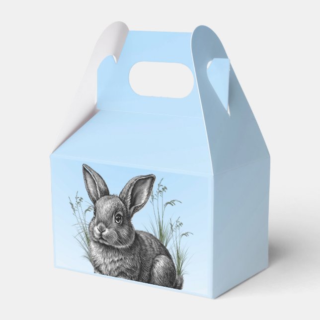 Cute Gray Rabbit against a Blue Sky Favor Boxes (Front Side)