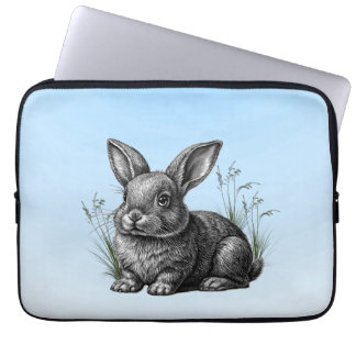 Cute Gray Rabbit against a Blue Sky Laptop Sleeve