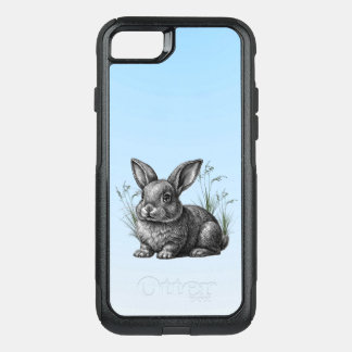 Cute Gray Rabbit against a Blue Sky OtterBox Commuter iPhone SE/8/7 Case