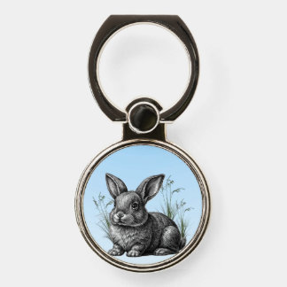 Cute Gray Rabbit against a Blue Sky Phone Ring Stand