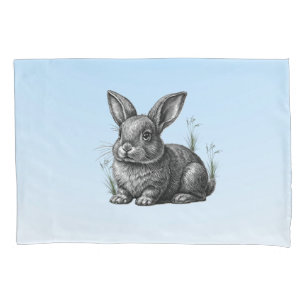 Cute Gray Rabbit against a Blue Sky Pillow Case