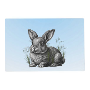 Cute Gray Rabbit against a Blue Sky Placemat