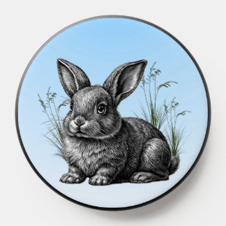 Cute Gray Rabbit against a Blue Sky PopSocket