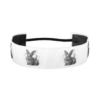 Cute Gray Rabbit Among the Grass Athletic Headband