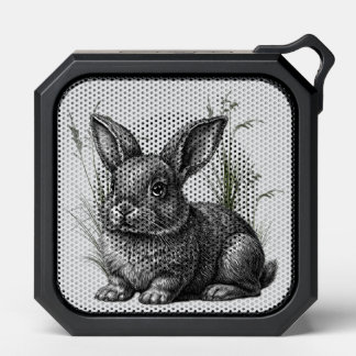 Cute Gray Rabbit Among the Grass Bluetooth Speaker
