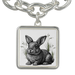 Cute Gray Rabbit Among the Grass Bracelet