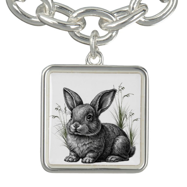 Cute Gray Rabbit Among the Grass Bracelet (Design)