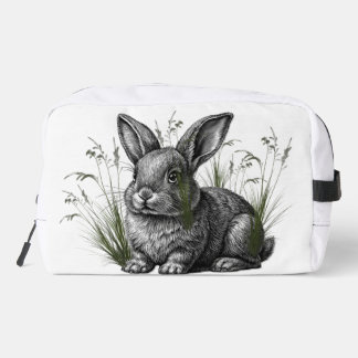 Cute Gray Rabbit Among the Grass Dopp Kit