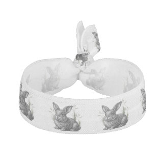 Cute Gray Rabbit Among the Grass Elastic Hair Tie