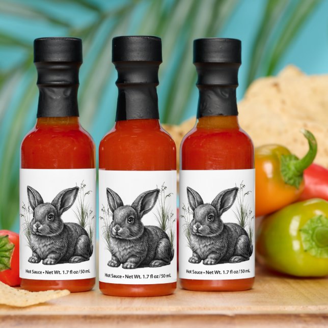Cute Gray Rabbit Among the Grass Hot Sauces (Multi)