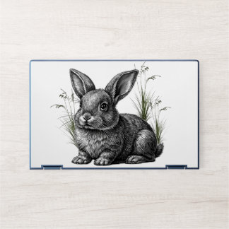 Cute Gray Rabbit Among the Grass HP Laptop Skin