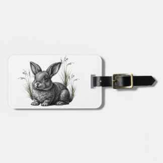 Cute Gray Rabbit Among the Grass Luggage Tag