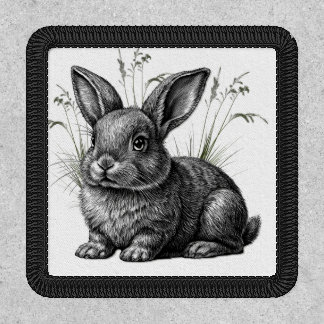 Cute Gray Rabbit Among the Grass Patch