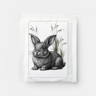 Cute Gray Rabbit Among the Grass Tea Bag Drink Mix