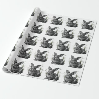 Cute Gray Rabbit Among the Grass Wrapping Paper