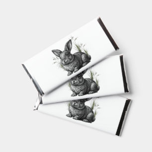 Cute Gray Rabbit Among the Grass Yummy Hershey Bar Favors