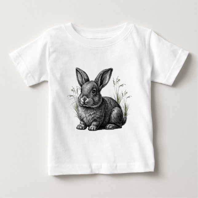 Cute Gray Rabbit  Baby T-Shirt (Front)