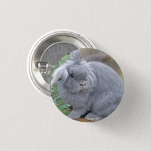 Cute gray rabbit    button (Front & Back)