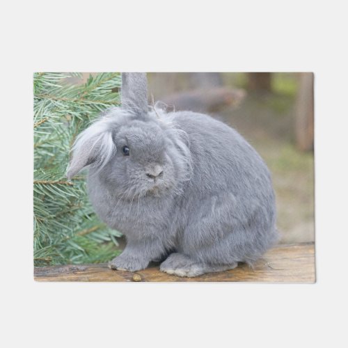 Cute gray rabbit  doormat