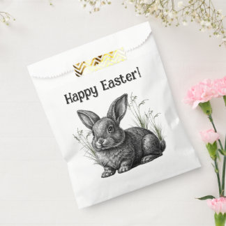 Cute Gray Rabbit Happy Easter Favor Bag