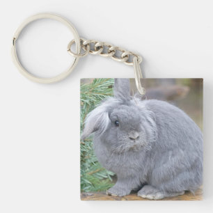 Cute gray rabbit keychain