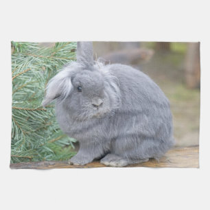 Cute gray rabbit kitchen towel