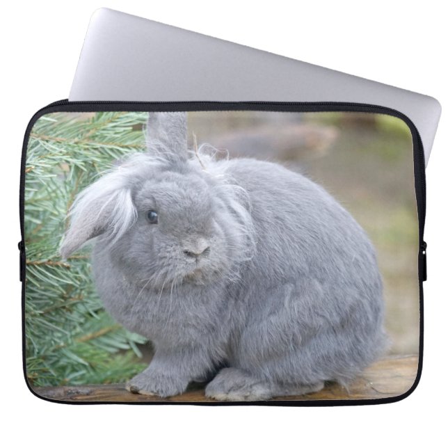 Cute gray rabbit  laptop sleeve (Front)