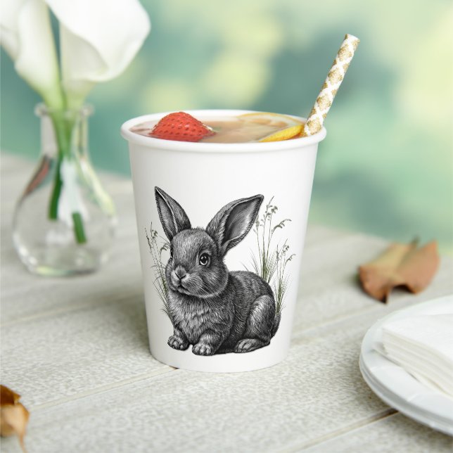 Cute Gray Rabbit  Paper Cups (Insitu)