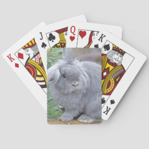 Cute gray rabbit poker cards
