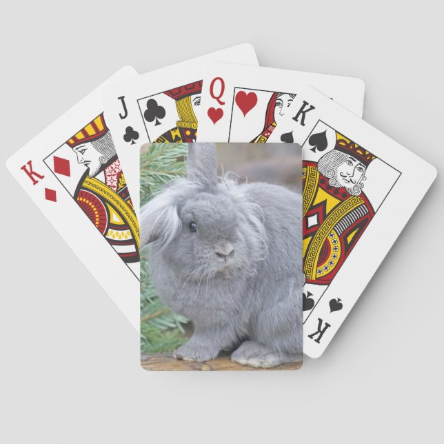 Cute gray rabbit  poker cards (Back)