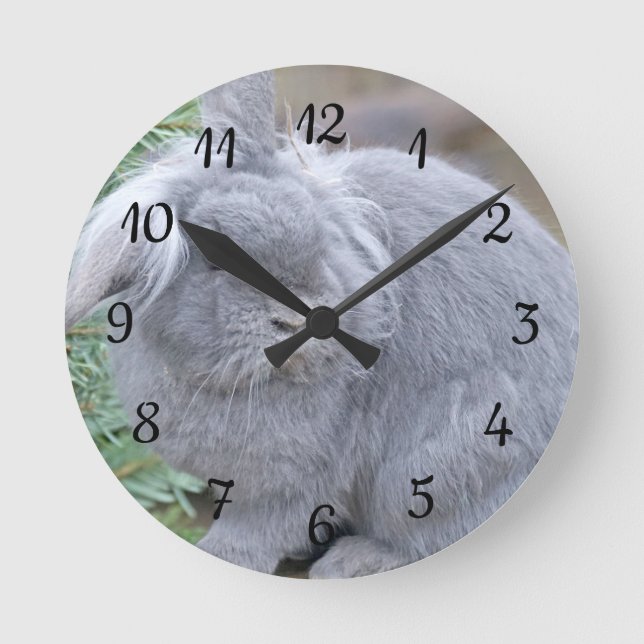 Cute gray rabbit    round clock (Front)