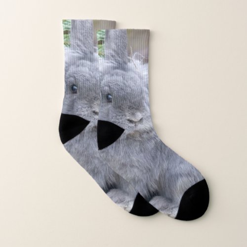 Cute gray rabbit  socks