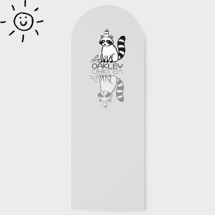 Cute Gray Raccoon Reflection Doodle Custom Name Bookmarks