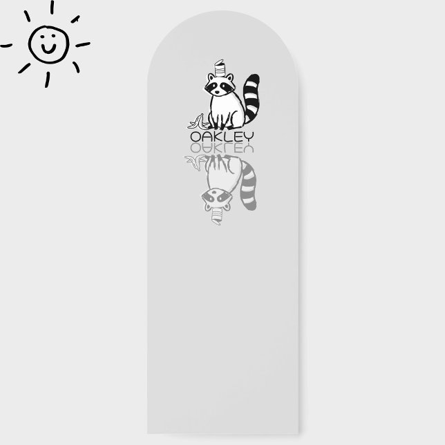 Cute Gray Raccoon Reflection Doodle Custom Name Bookmarks (Creator Uploaded)