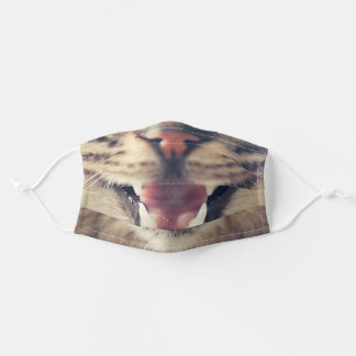 Cute Gray Realistic Tabby Cat Mouth with Teeth Adult Cloth Face Mask