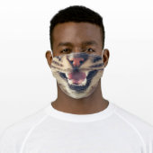 Cute Gray Realistic Tabby Cat Mouth with Teeth Adult Cloth Face Mask (Worn)