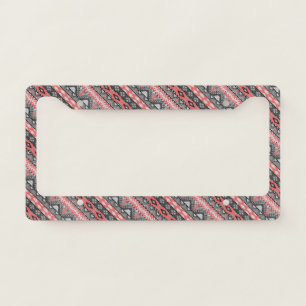 Cute gray red aztec pattern design license plate frame