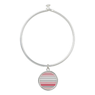 Cute gray red stripes bangle bracelet