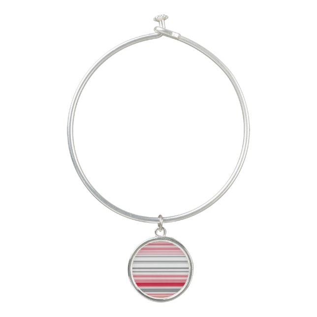 Cute gray red stripes bangle bracelet (Front)
