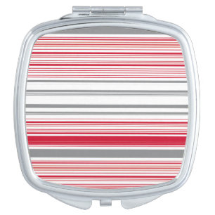 Cute gray red stripes compact mirror