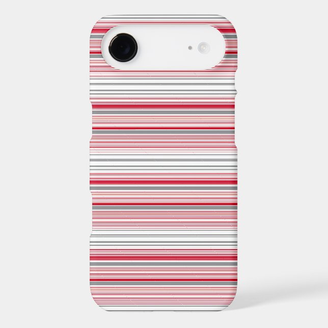 Cute gray red stripes iPhone case (Back)